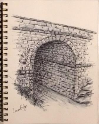 Pen & ink drawing of Lennox Bridge